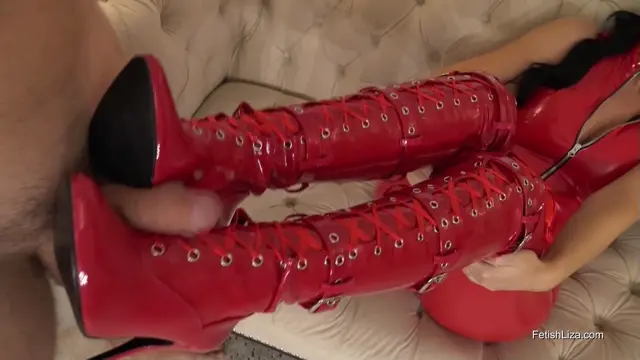 Poster: Fetish Liza – Red PVC Bootjob POV