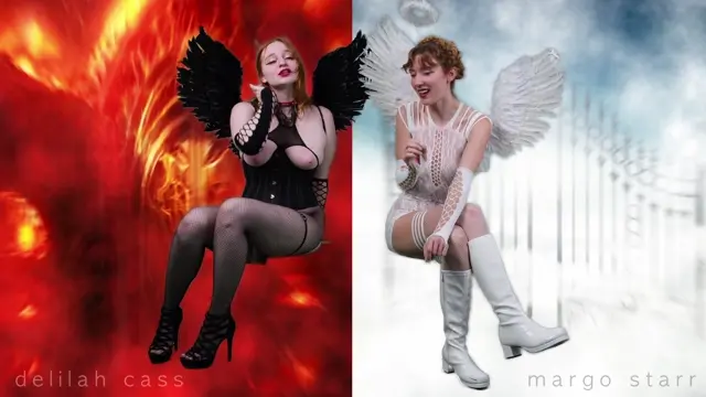Poster: Devil Delilah Cass vs Angel Margo Starr – Jerk Off Encouragment and Cum Countdown